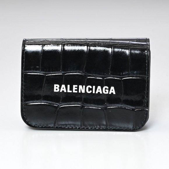 Balenciaga Cash Tri Crocodile Wallet Black - Picture 1 of 5